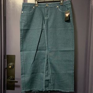 Be-Girl Denim Skirt Long Maxi Sparkle Blue Silver Waist: 20” 2X NWT